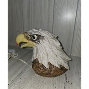 Vintage Ceramic Sculptured Bald Eagle Head Nightlight Light Desk Lamp Taiwan
